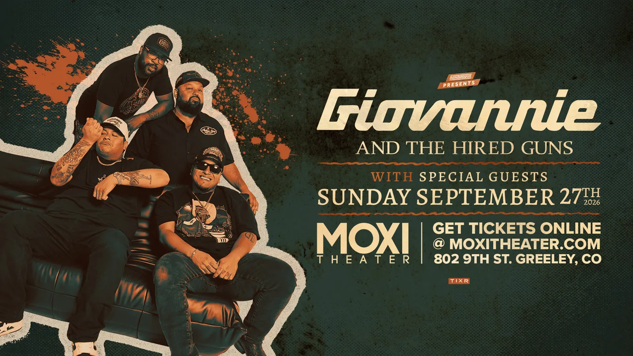 Giovannie & The Hired Guns concert poster for Moxi Theater